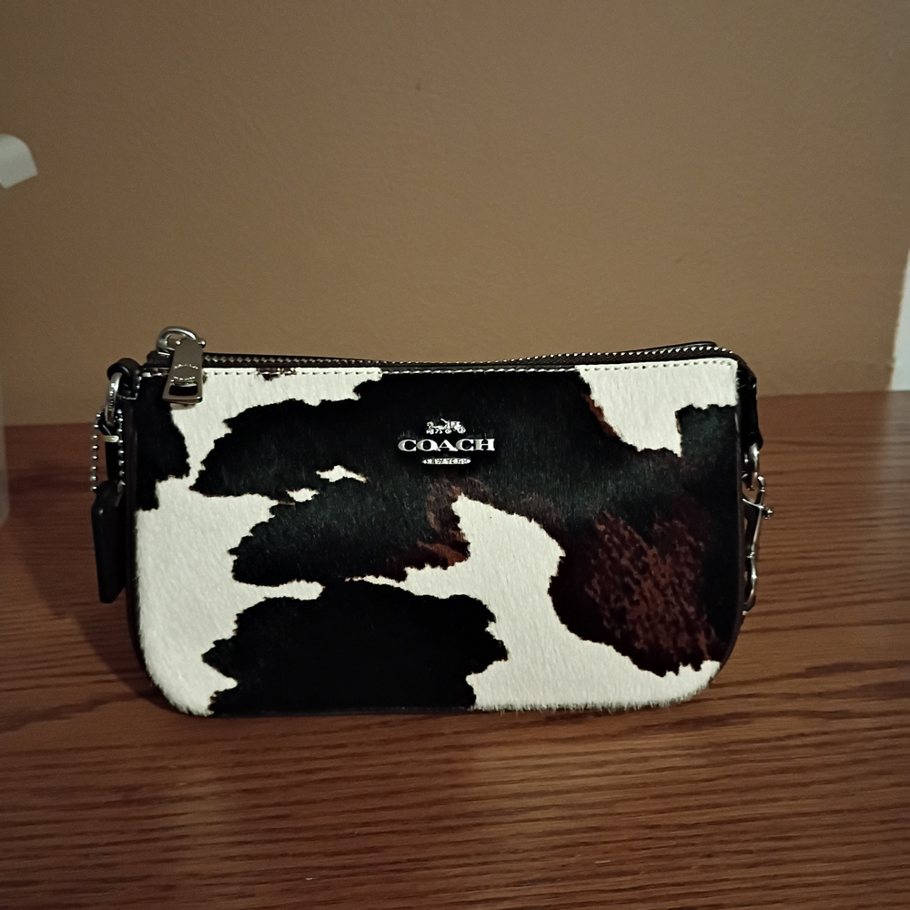 Coach Black and Brown Patterned Wristlet